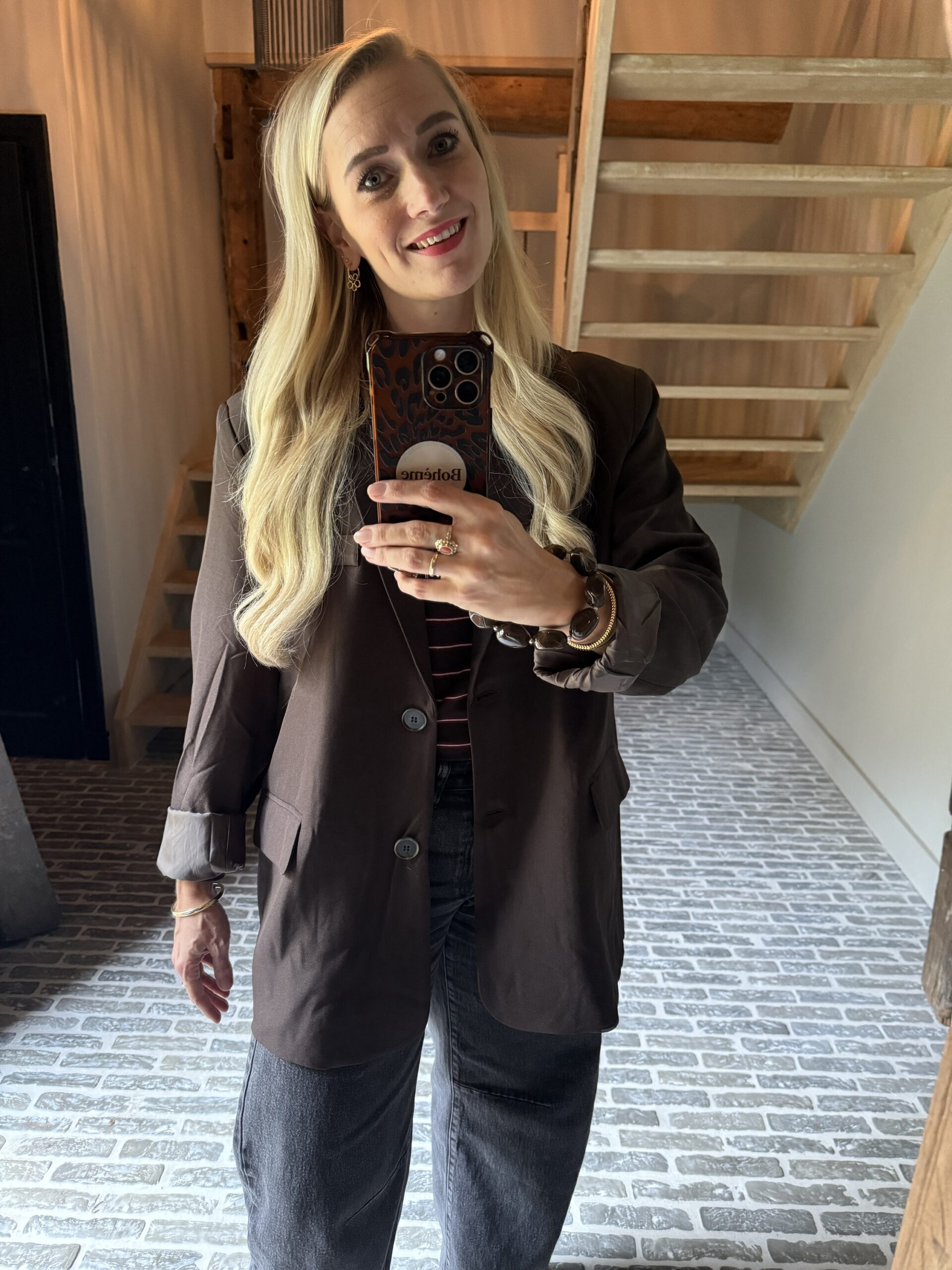 Oversized blazer Cheyenne met rugsplit bruin - Afbeelding 2