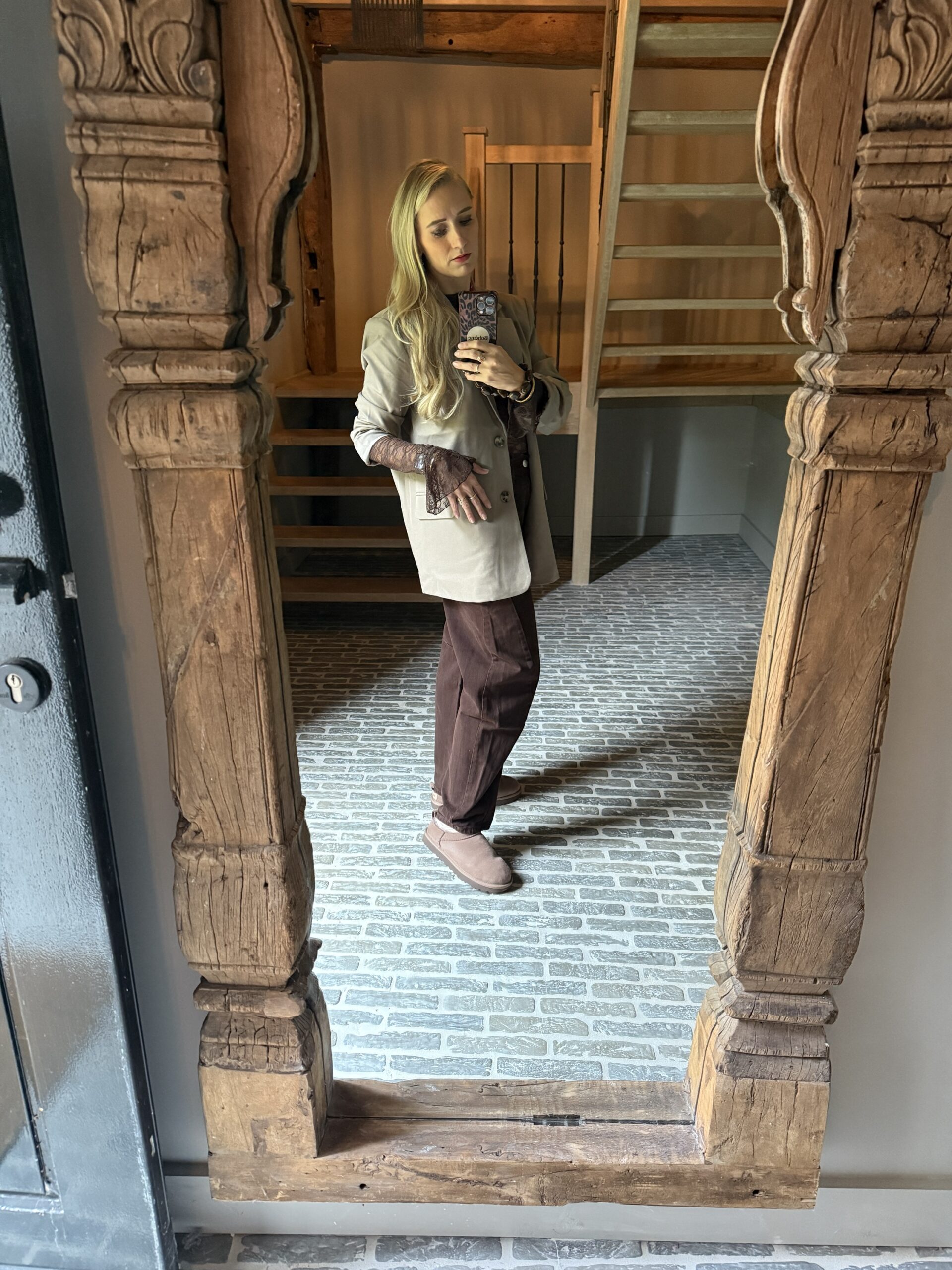 Oversized blazer Cheyenne met rugsplit zandkleur - Afbeelding 3