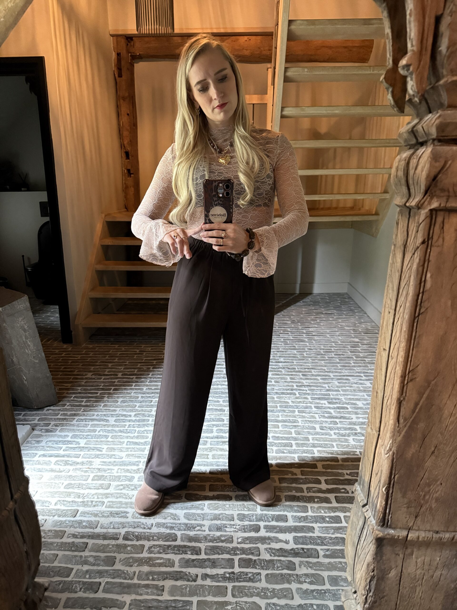 Kanten Top Talisa Trompetmouw oud roze