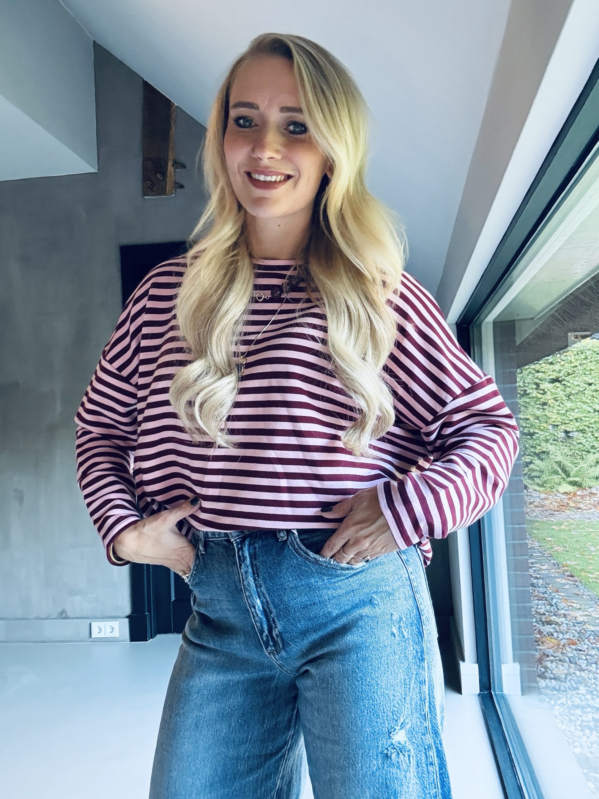 Gestreepte Longsleeve Juun Roze/Burgundy - Afbeelding 5