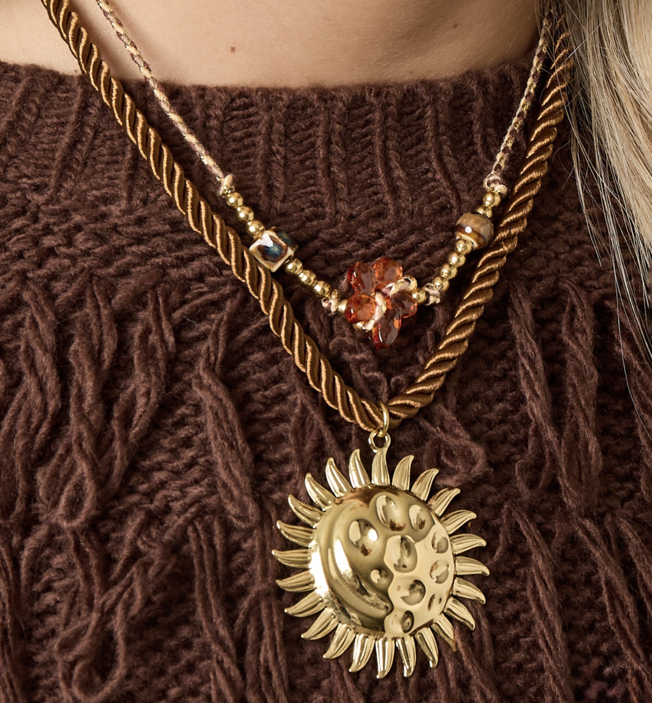 Bloemetjes Ketting Bruin - Afbeelding 3