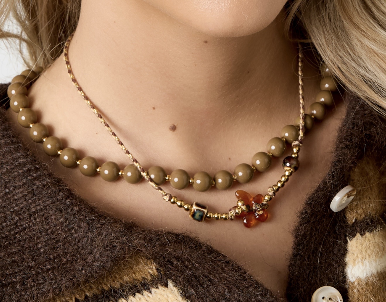 Bloemetjes Ketting Bruin