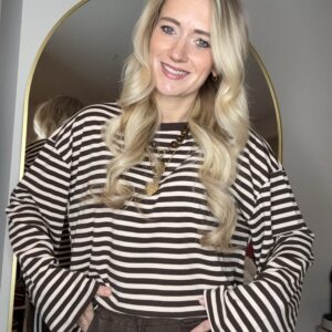 Gestreepte loose fit longsleeve Bruin/Beige