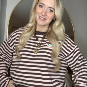 Gestreepte Longsleeve Candy bruin/roze