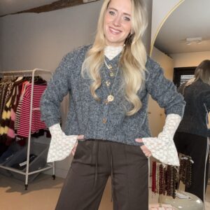 Vest met gouden hartjes knopen grijs