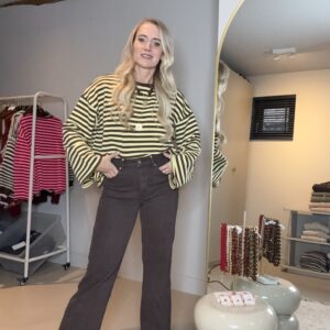 Bruine Wide Leg High Waist Broek