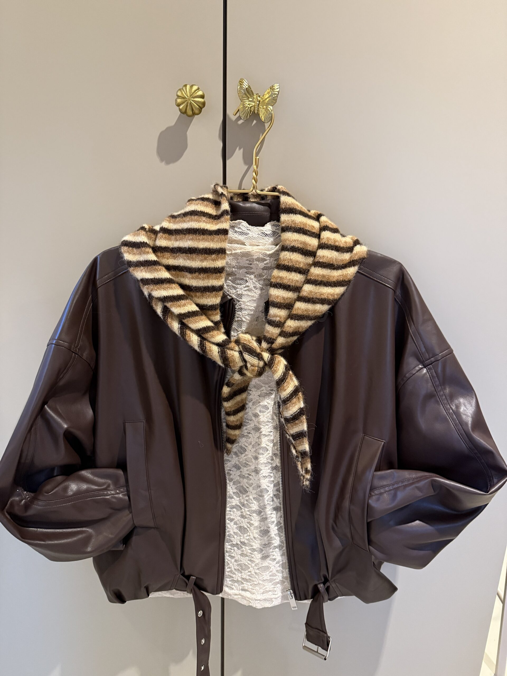 Triangle Scarf bruin/camel/créme - Afbeelding 2