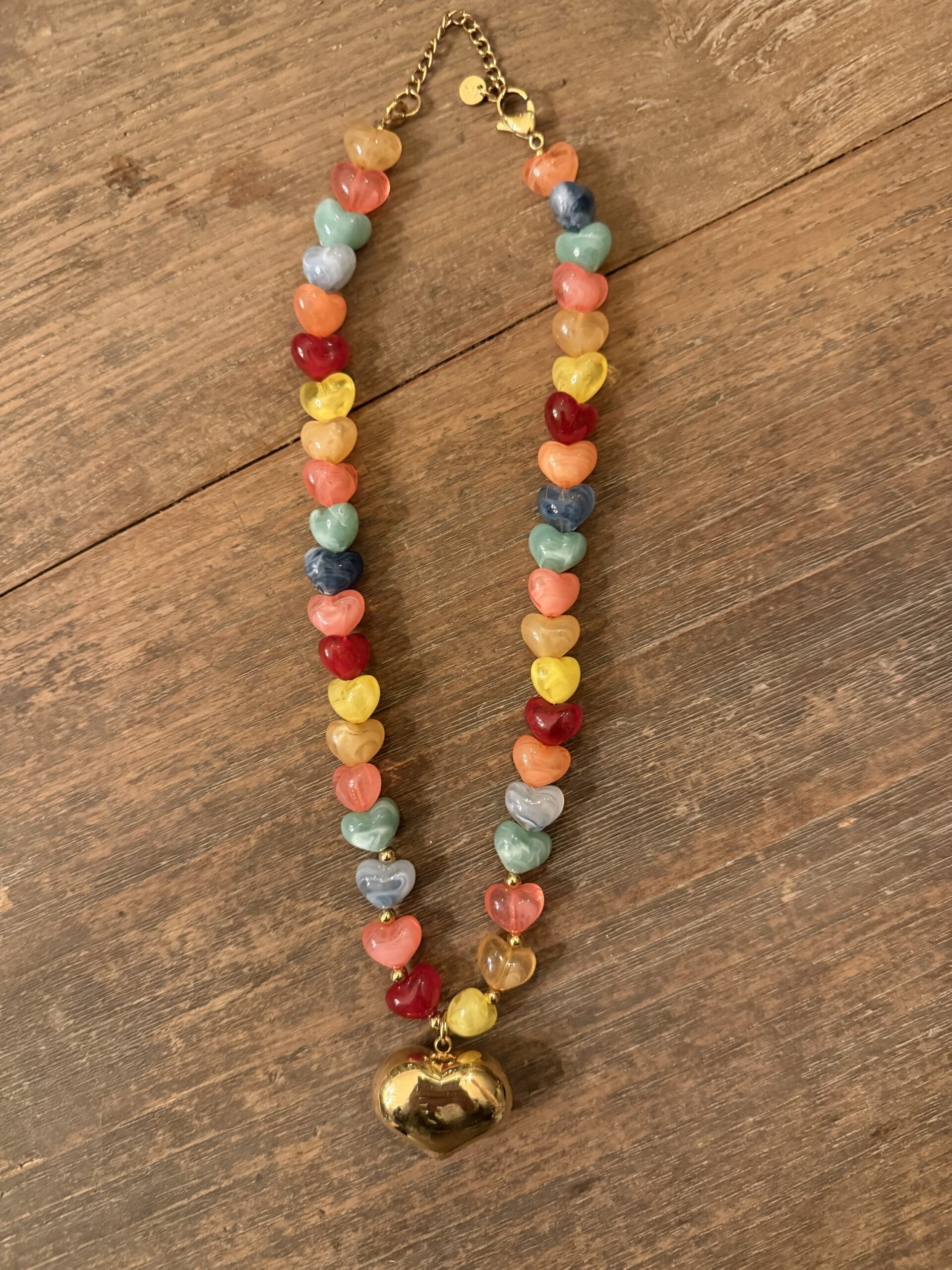 Multi colour hartjes ketting - Afbeelding 2