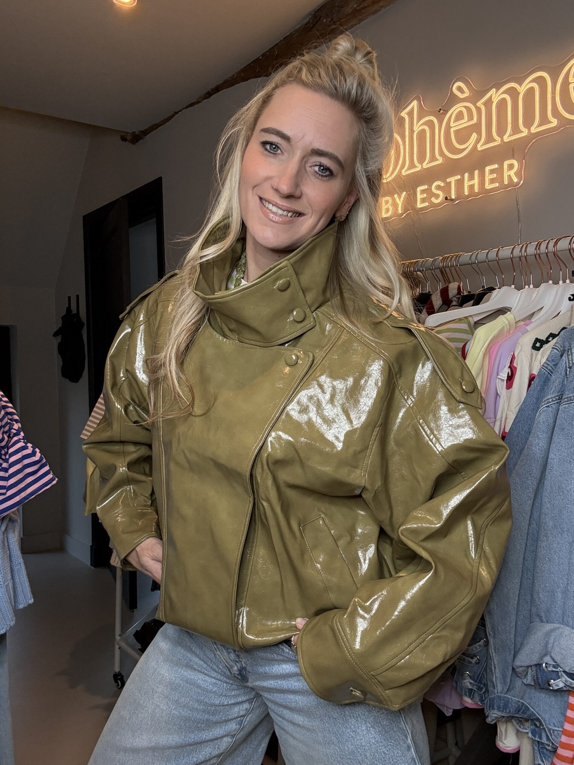 Lak jacket groen