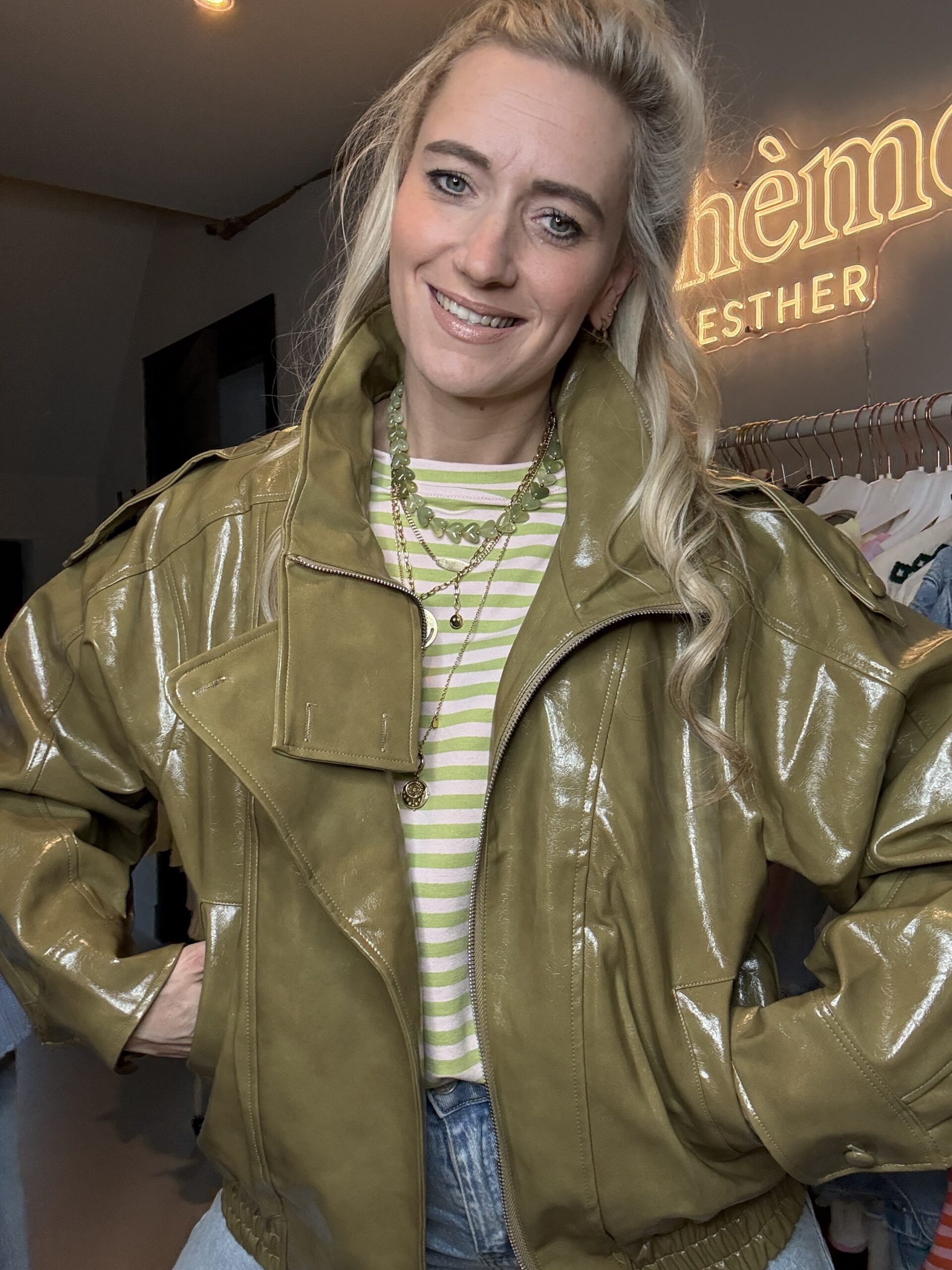 Lak jacket groen - Afbeelding 2