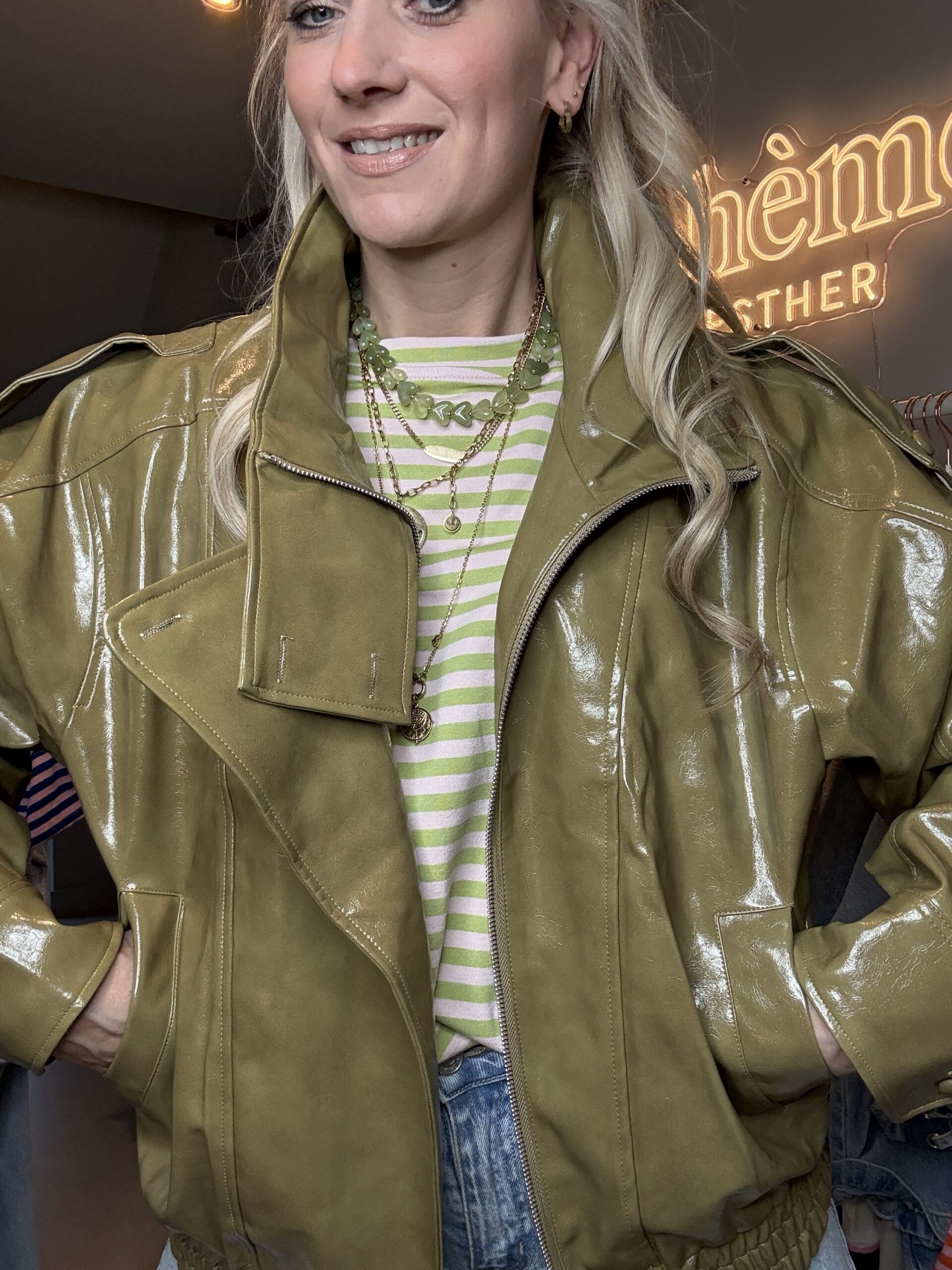 Lak jacket groen - Afbeelding 3