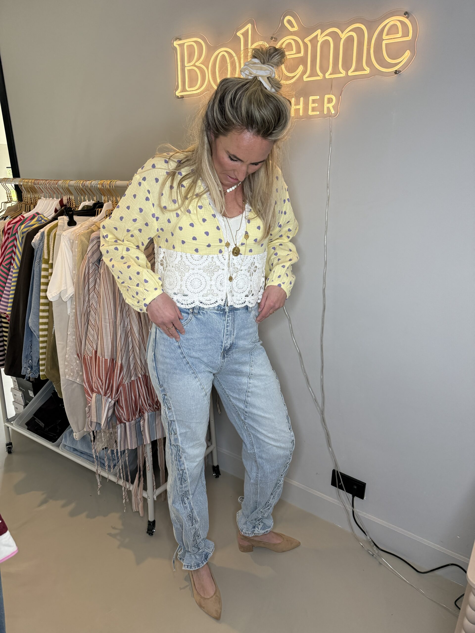 High waist jeans met veter 💙 - Afbeelding 2
