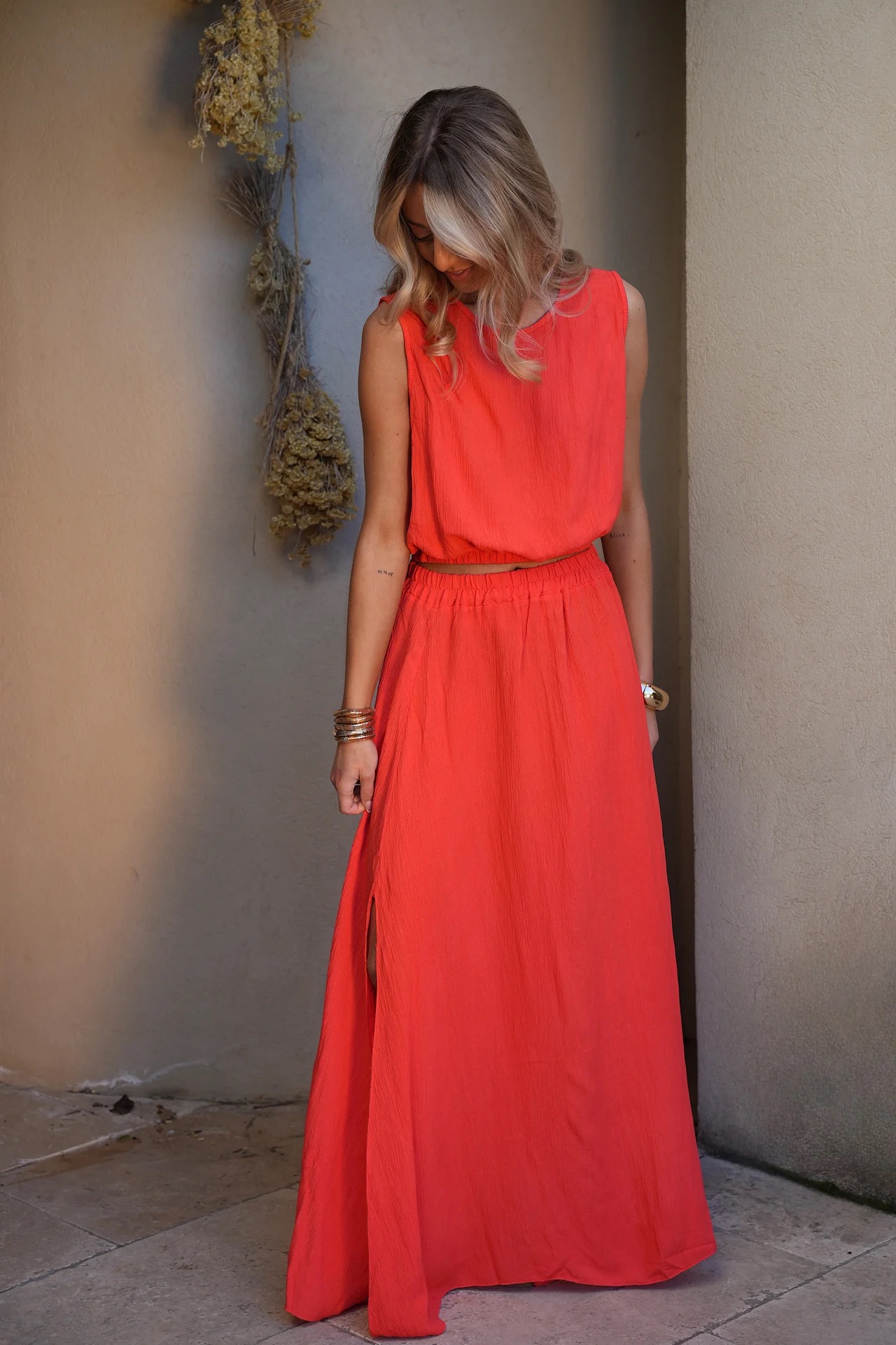 Set rok+top coraal🧡