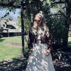 Set rok+top zandkleurig