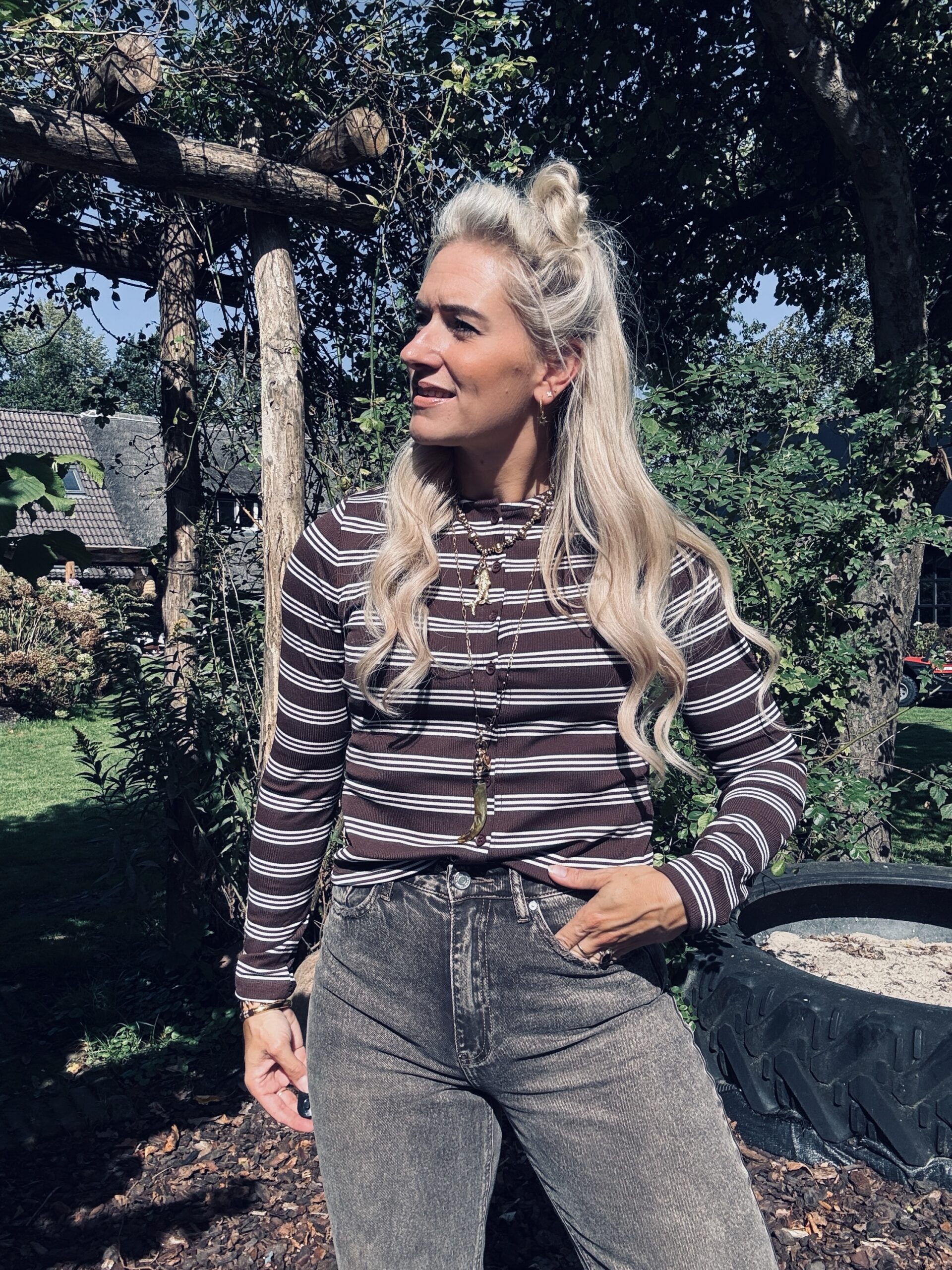 STRIPED LOVE , BRUIN/BEIGE🤎🤍
